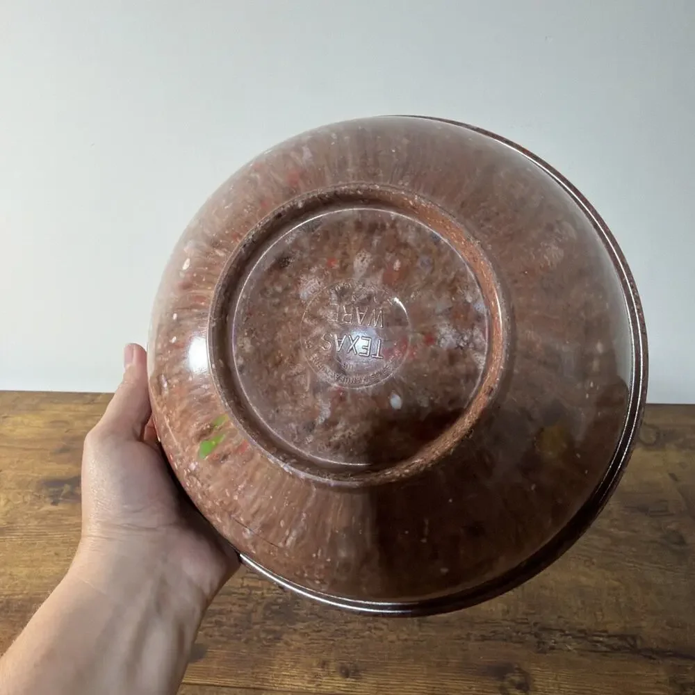 Vintage Texas Ware 118 Brown Multi Confetti Melamine Mixing Bowl Dallas, TX USA